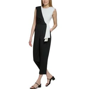 Andrew Marc Colorblocked Black and White Sleeveless Jumpsuit- NWT